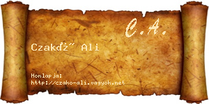 Czakó Ali névjegykártya